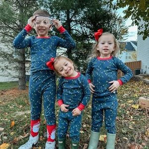 Pact organic cotton unisex kids Navy Lights Pajama Set